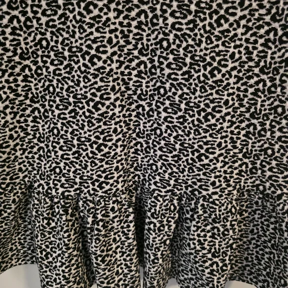 Maeve Black and White Leopard Peplum Blouse - Picture 3 of 8